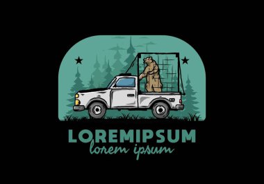 Kafesteki arabadaki büyük ayı tasviri