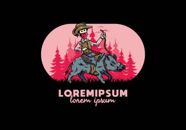 Yaban domuzu süren bir adamın tasarımı