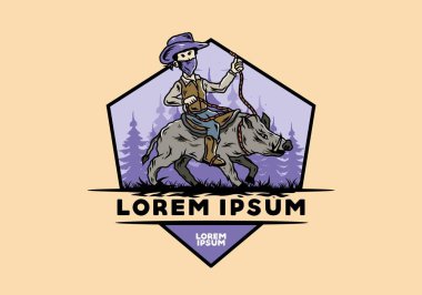 Yaban domuzu süren bir adamın tasarımı