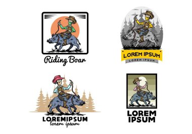 Yaban domuzu süren bir adamın tasarımı