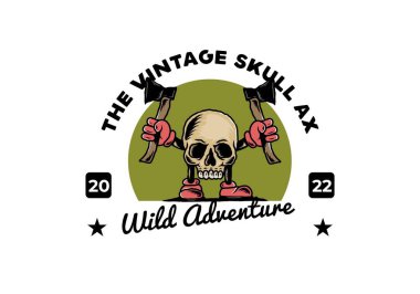 İki balta tutan bir Kurukafa tasarımı.