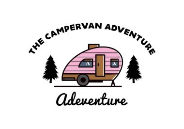 Vintage illustration design of teardrop camper