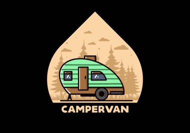 Vintage illustration design of teardrop camper