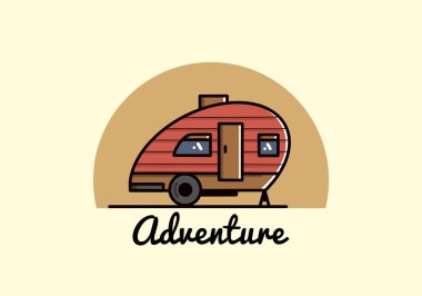 Vintage illustration design of teardrop camper