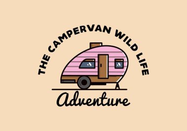 Vintage illustration design of teardrop camper