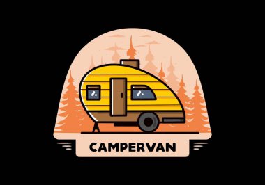 Vintage illustration design of teardrop camper