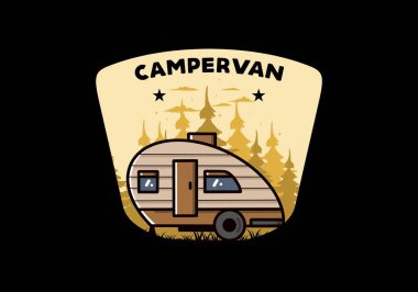 Vintage illustration design of teardrop camper