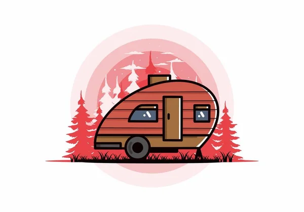 Conception Illustration Vintage Camping Car Larme — Image vectorielle