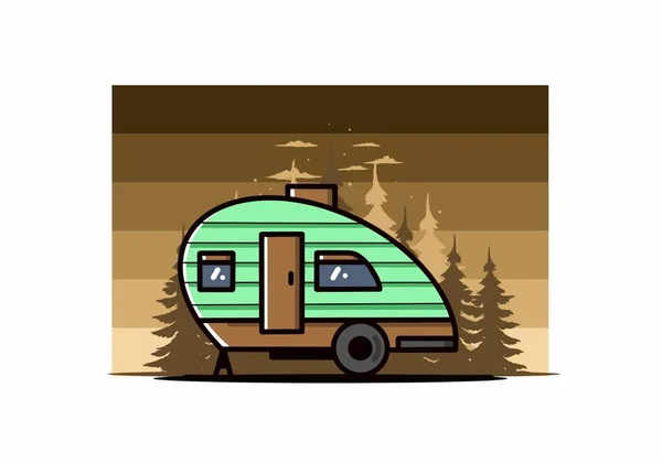 Vintage Illustration Design Teardrop Camper — Stock vektor