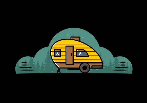 Conception Illustration Vintage Camping Car Larme — Image vectorielle