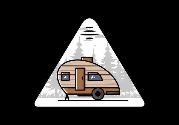 Vintage Illustration Design Teardrop Camper — Stok Vektör