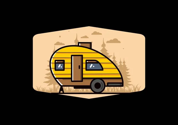 Vintage Illustration Design Teardrop Camper — Stockvektor