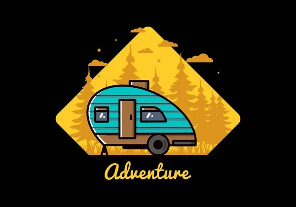 Vintage Illustration Design Teardrop Camper — Image vectorielle