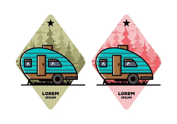 Vintage Illustration Design Teardrop Camper — Image vectorielle