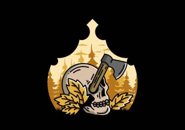 Kafatasına saplanmış bir baltanın tasarımı