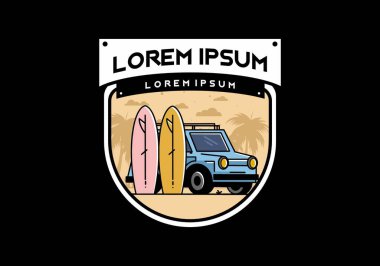 Küçük bir araba ve iki sörf tahtası tasarımı