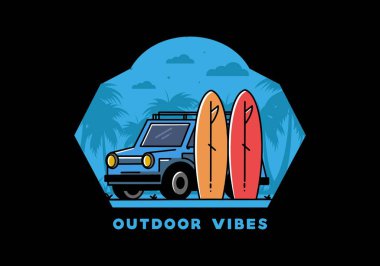 Küçük bir araba ve iki sörf tahtası tasarımı