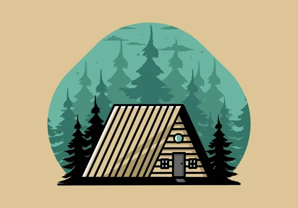 Illustration Design Vintage Wood Cabin — ストックベクタ