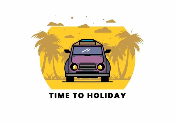 Illustration Design Car Going Holiday — Stock vektor