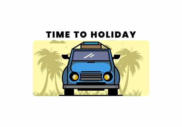 Illustration Design Car Going Holiday — ストックベクタ