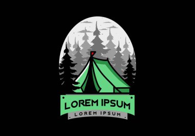 Büyük bir kamp çadırı çizimi