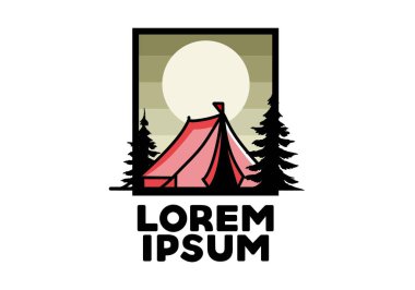 Illustration badge design of a Big camping tent