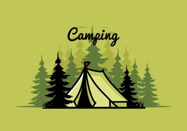 Illustration badge design of a Big camping tent