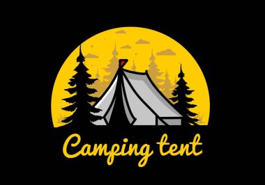 Illustration badge design of a Big camping tent