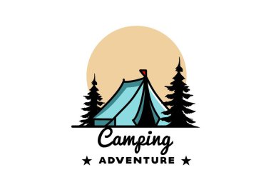 Illustration badge design of a Big camping tent
