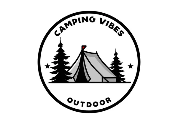 Illustration Badge Design Big Camping Tent — ストックベクタ
