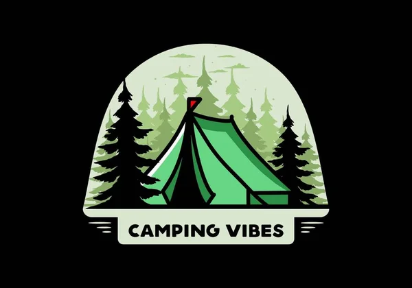 Illustration Badge Design Big Camping Tent — Stock Vector