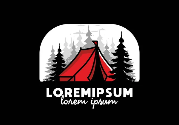 Illustration Badge Design Big Camping Tent — Διανυσματικό Αρχείο