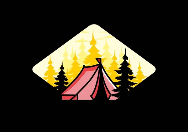 Illustration Badge Design Big Camping Tent — Stockvektor