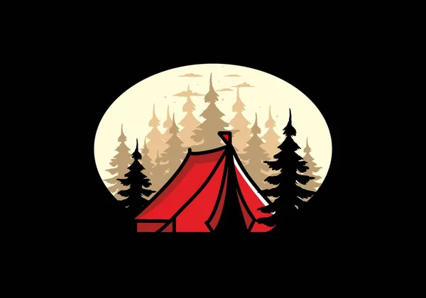 Illustration Badge Design Big Camping Tent — Stockvektor