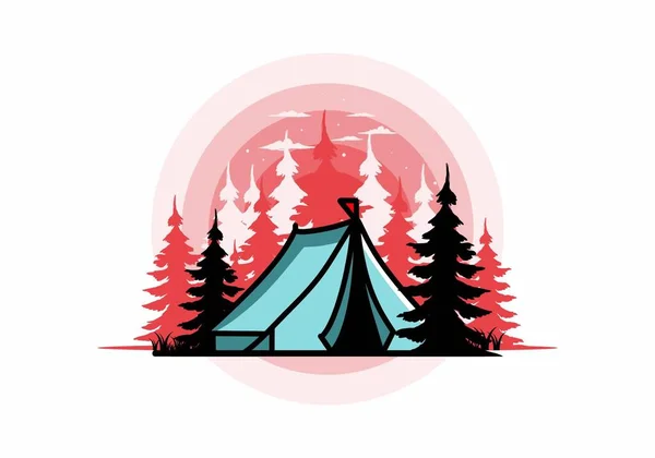 Illustration Badge Design Big Camping Tent — 스톡 벡터