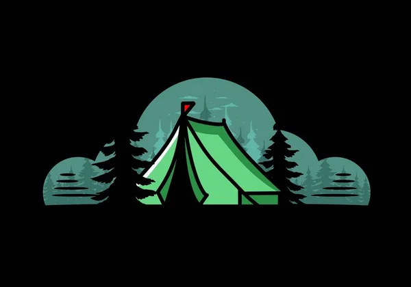 Illustration Badge Design Big Camping Tent — Vettoriale Stock