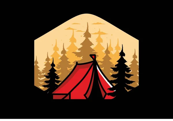 Illustration Badge Design Big Camping Tent — Vector de stock