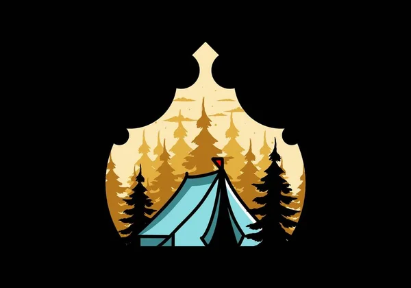 Illustration Badge Design Big Camping Tent — Stockvektor