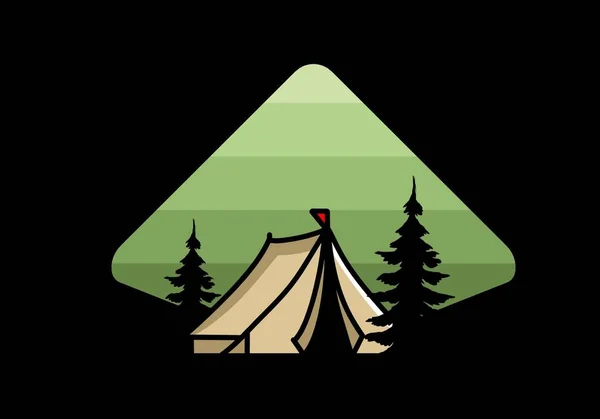 Illustration Badge Conception Une Grande Tente Camping — Image vectorielle