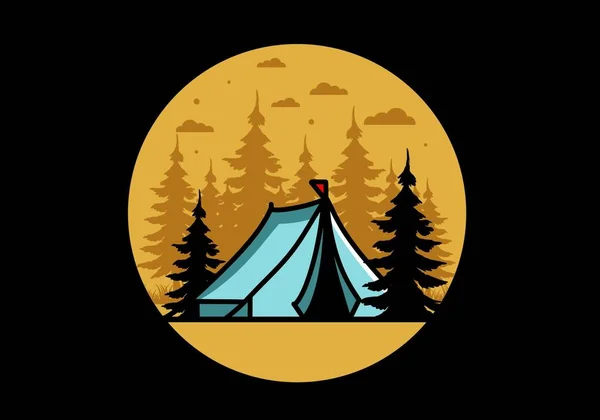 Illustration Badge Design Big Camping Tent — Stock vektor