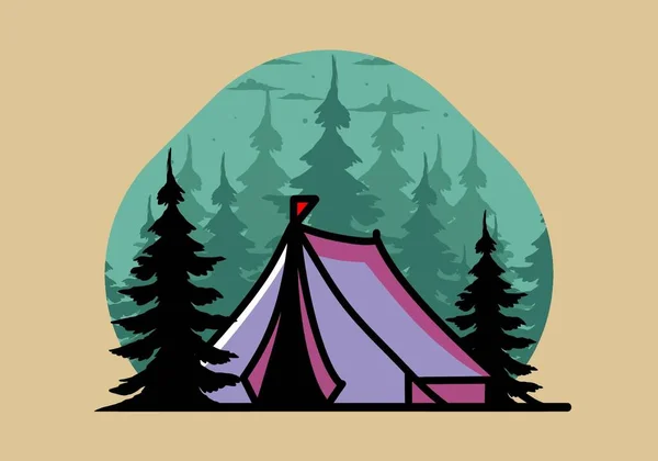 Illustration Badge Design Big Camping Tent — Image vectorielle