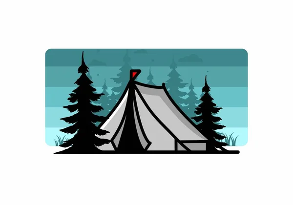 Illustration Badge Design Big Camping Tent — Stock Vector