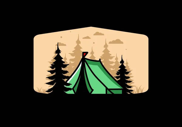 Illustration Badge Design Big Camping Tent — Vector de stock