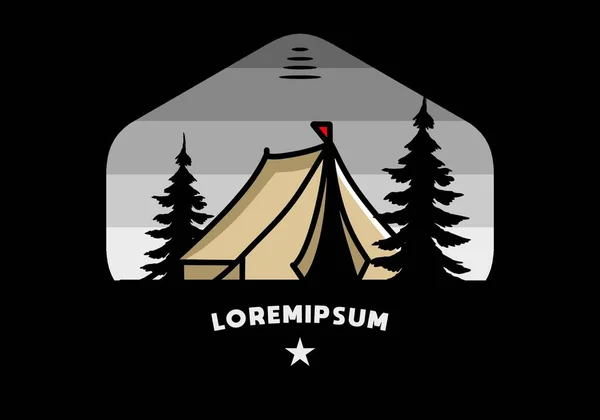Illustration Badge Design Big Camping Tent — Stock vektor
