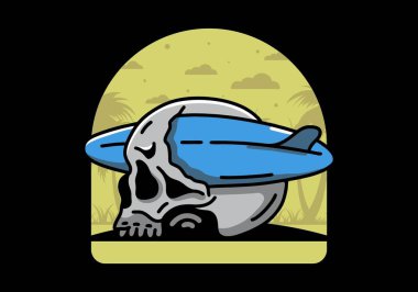 Kafatasını delen bir sörf tahtasının çizimi