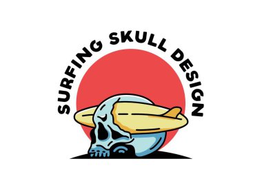 Kafatasını delen bir sörf tahtasının çizimi