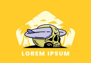 Kafatasını delen bir sörf tahtasının çizimi