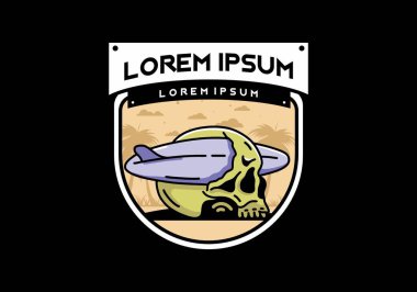 Kafatasını delen bir sörf tahtasının çizimi