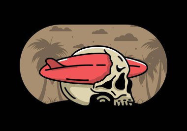 Kafatasını delen bir sörf tahtasının çizimi