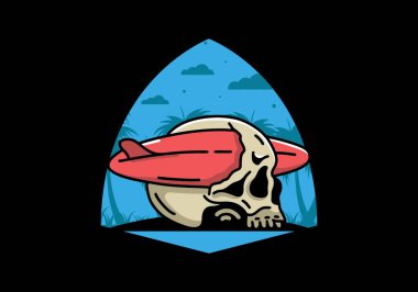 Kafatasını delen bir sörf tahtasının çizimi